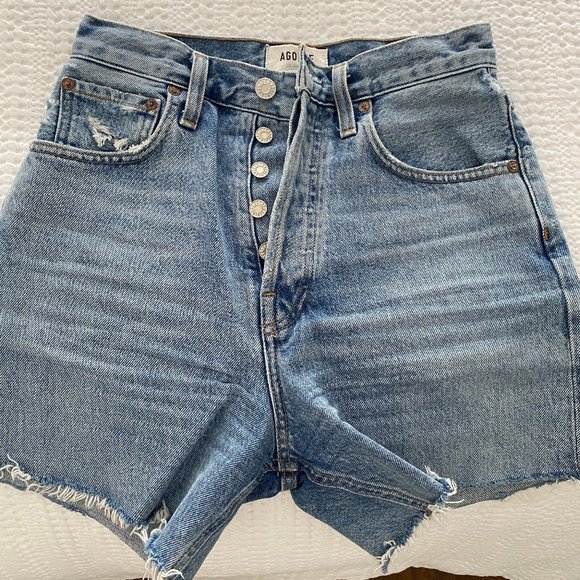 Agolde Riley Denim Short Size 23 - Picture 2 of 4